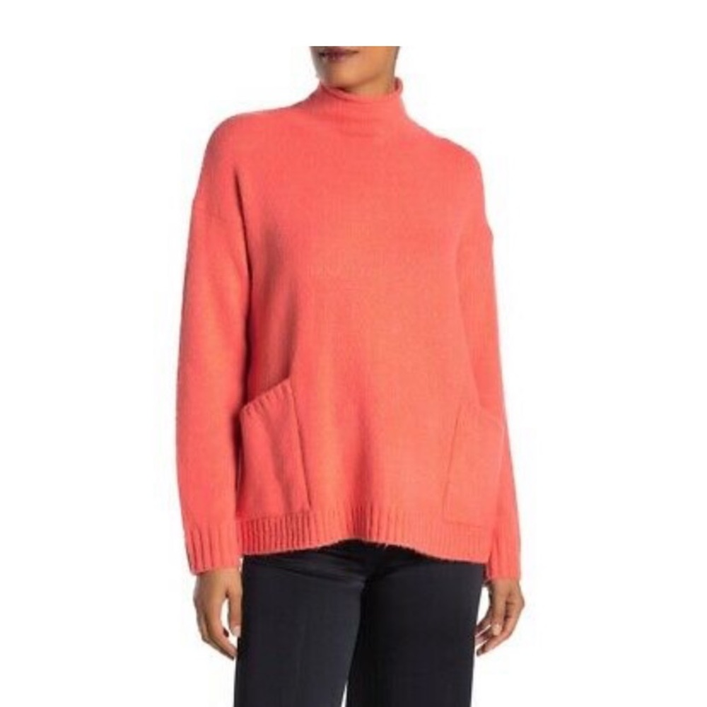 Adyson Parker Orange Pocket Patch Mock Tunic Sweater NWT
